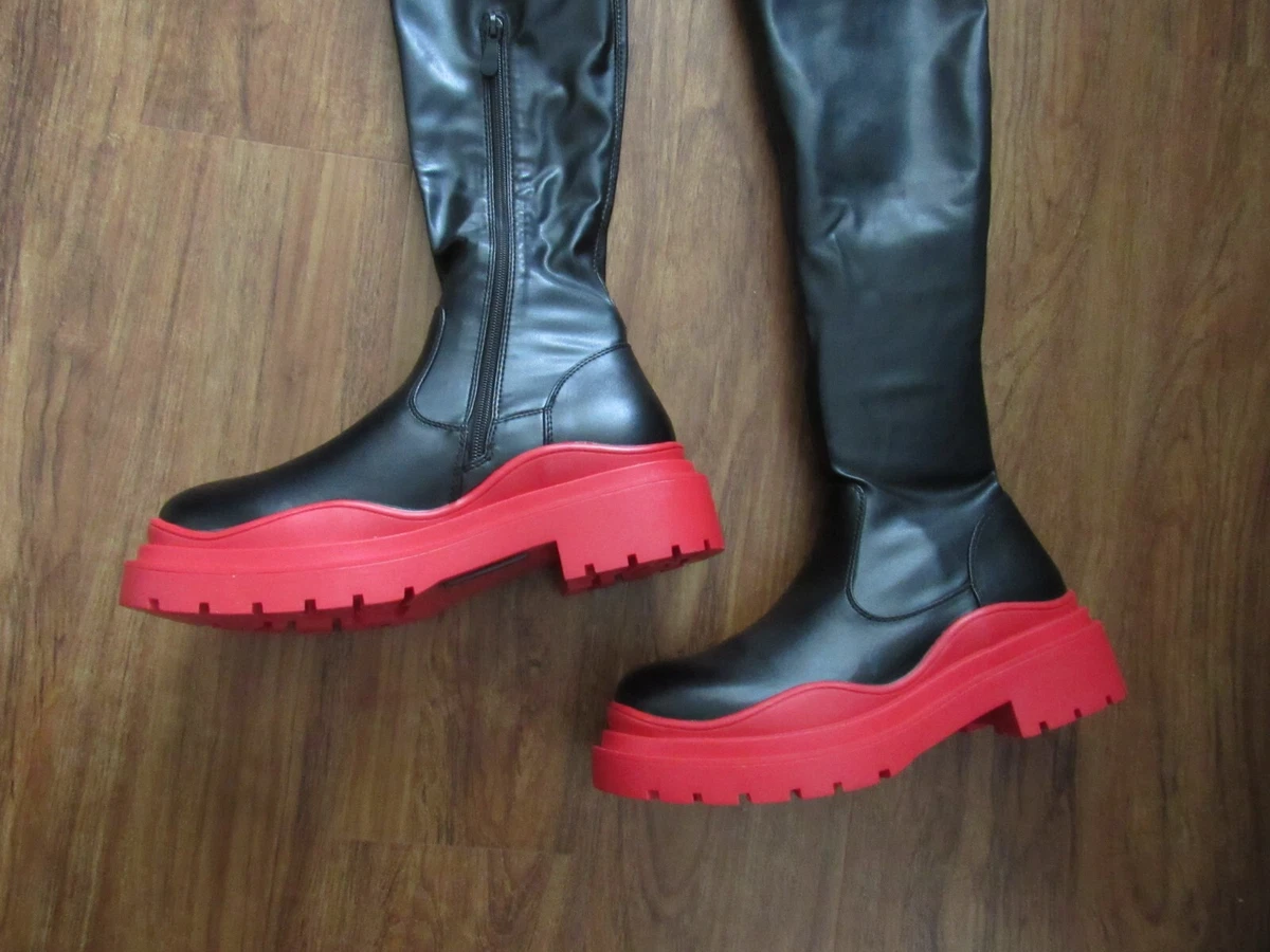 Red bottom thigh sales high boots