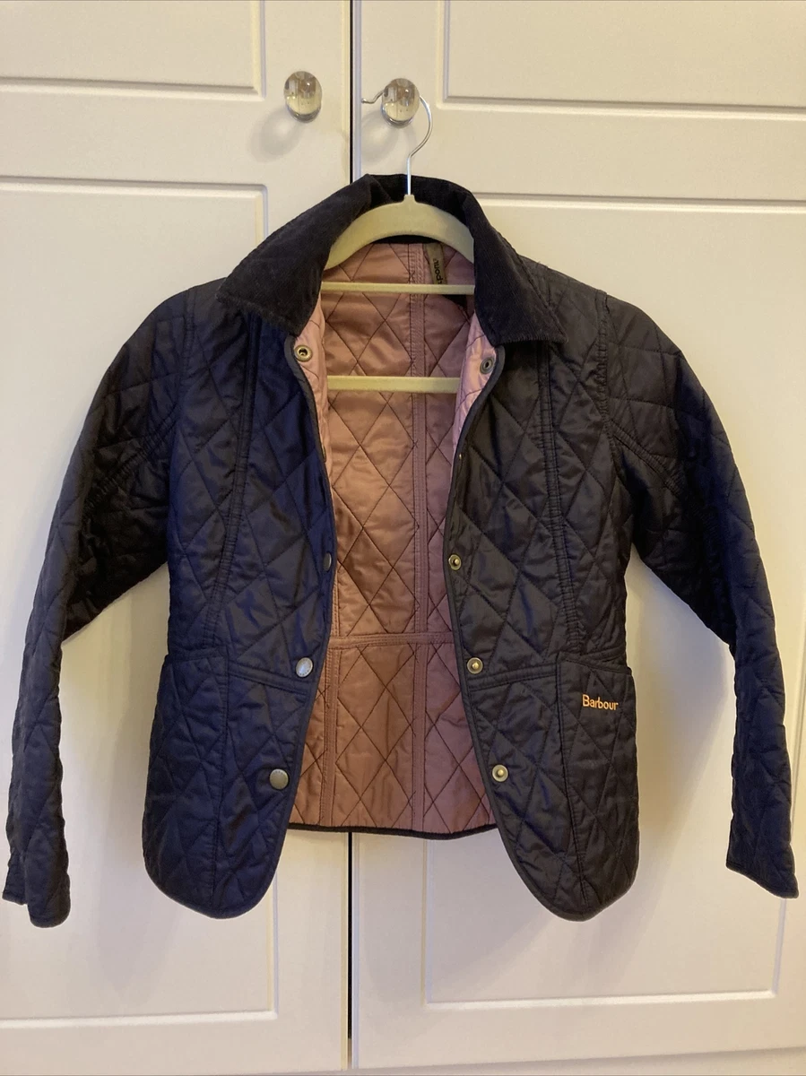 Girls thin Navy Padded Barbour Jacket eBay