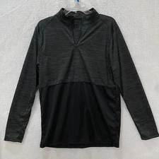 Augusta Sportswear Athletic Top Men's M Black  1/4 Zip Long Sleeve Semi Sheer
