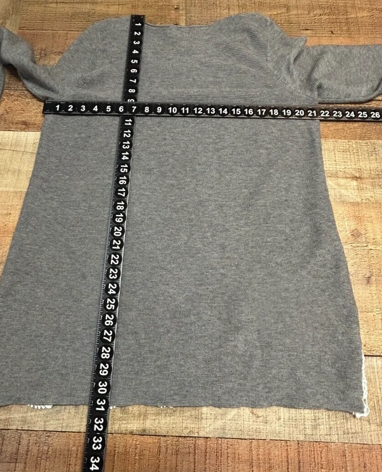 Suéter Peck & Peck para mujer XL gris a rayas dobladillo de ganchillo mezcla de rayón top profesional Foto 4 de 4