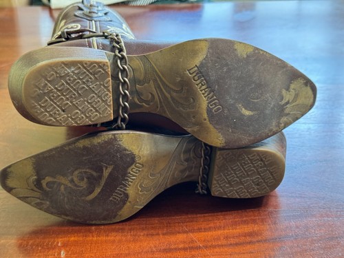 DURANGO WOMENS COWBOY BOOTS 7.5M - BROWN WITH CHAINS - Picture 12 of 12
