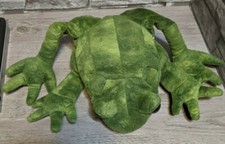 Vintage Folkmanis Large 15" Green Frog Toad Plush Puppet Stuffed Animal Toy