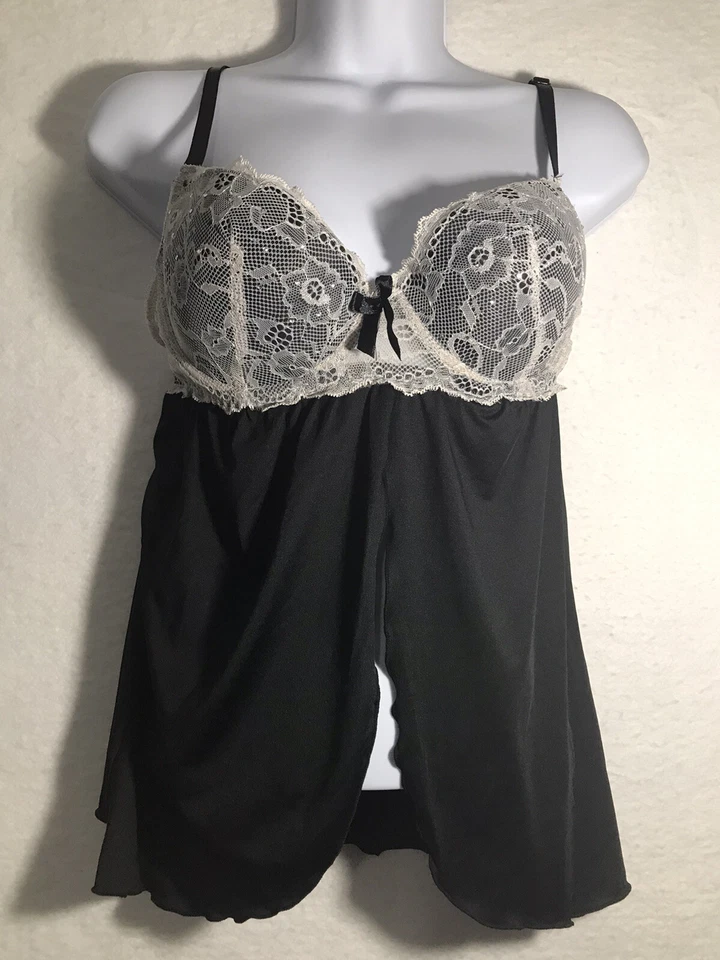 Lencería babydoll sexy hotkiss para mujer talla M negro/blanco Foto 2 de 4