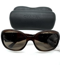 Chanel 5113 538/73 Sunglasses Transparent Brown with Black Camellia Flowers