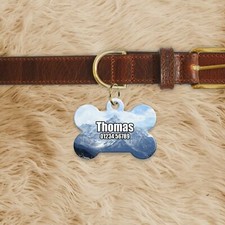 Personalised Mountain Scene ID Tags Custom Metal Dog Name Tag Bone Shaped