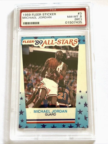 1989 Fleer Sticker MICHAEL JORDAN 89 All-Stars NBA Card #3 Rare NM-MINT PSA 8 MC