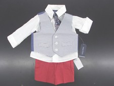 Infant Boys Nautica 50 4pc Red  Blue Vest Suit w/ Shorts Size 3/6m - 24m