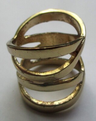 Bague Phalange Or Ajourée Cœurs - Taille 52, Couleur Or, Bijou Rare Et Original - Occasion