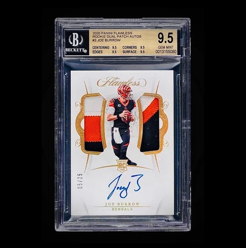 JOE BURROW 2020 Flawless True RPA #/25 Dual Patch Auto Rookie RC BGS 9.5/10