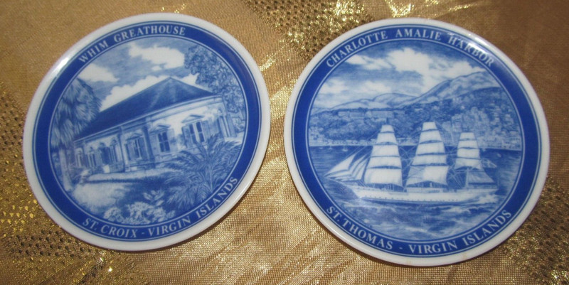 VIRGIN ISLANDS -SERIES PLATES-2 HUTSCHWNREUTHER-GERMANY-WHIM GREATHOUSE & CHARL-