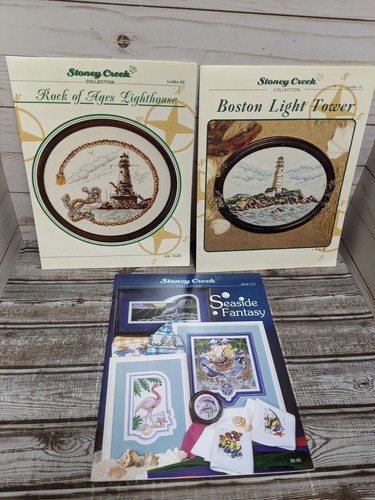 3 Stoney Creek Lighthouse SeaSide Fantasy Cross Stitch Pattern Book Lot