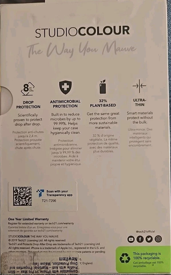 Tech21 - Studio Colour Muave Case for Apple iPhone 11 Pro MAX -  - Image 2 of 2