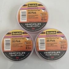 Scotch Vinyl Color Coding Electrical Tape 35, 3/4 in x 66 ft, Pink 3 Pack