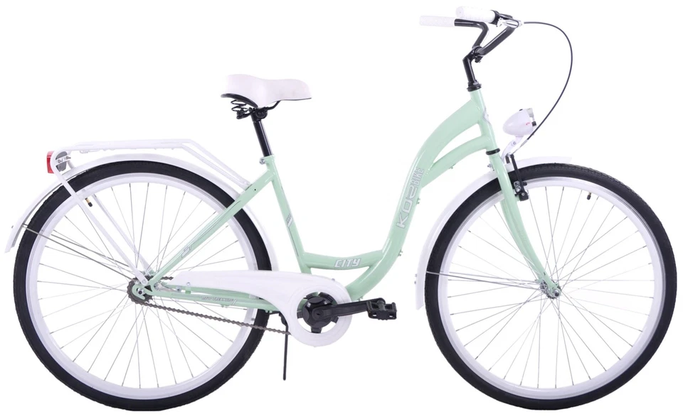Fahrrad Damen 28 Zoll Damenrad mit Korb LED Licht Retro Grün Citybike Metallkorb - Bild 4 von 4