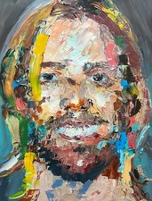 Original Taylor Hawkins Foo Fighters Palette Knife Portrait Painting Wall Art