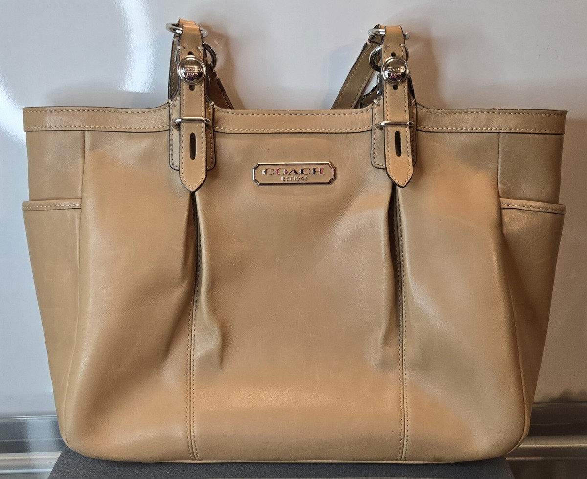 コーチ F15147 トートバッグ Coach Leather Pleated Shoulder Tote Bag Purse F15147 Tan | eBay