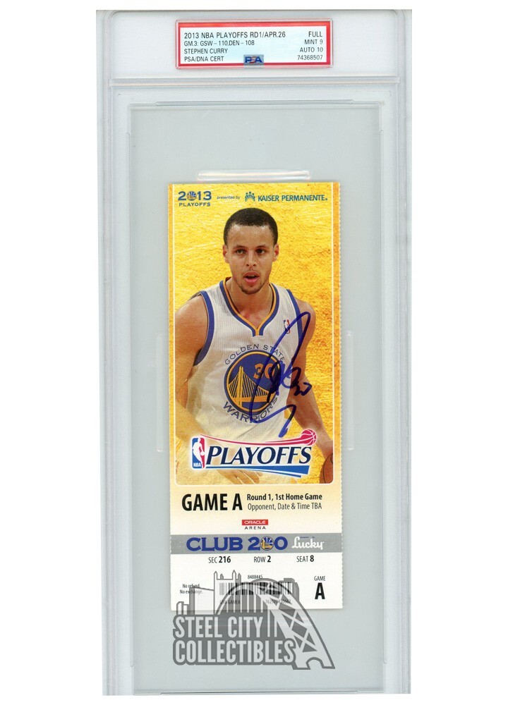 Stephen Curry Autographed Signed 2013 Playoffs Round 1 Game 3 Ticket PSA 9 PSA/DNA 10 