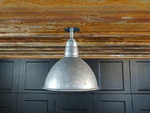 Vtg Style Galvanized Metal Barn Light Fixture 13 Deep Bowl