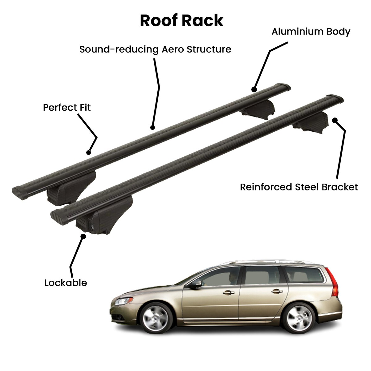 Pcs Black Cross Bars for VOLVO V90 SW 1997-1999