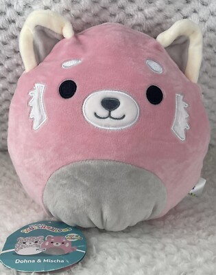 Sqiushmallow Flip A Mallow Dohna Pink Panda & Mischa Snow Leopard 8'' Plush New