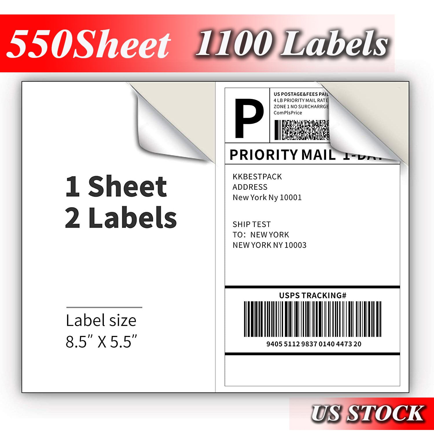 Self Clean Label Shipping Labels 200 Round Corner Shipping Labels – 8.5x5.5 Half Sheet ...