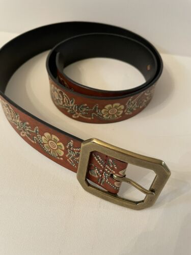 Bohemian Tribal Mossimo Embossed Floral Leather Belt Size XL (36-40”) READ - Picture 1 of 5
