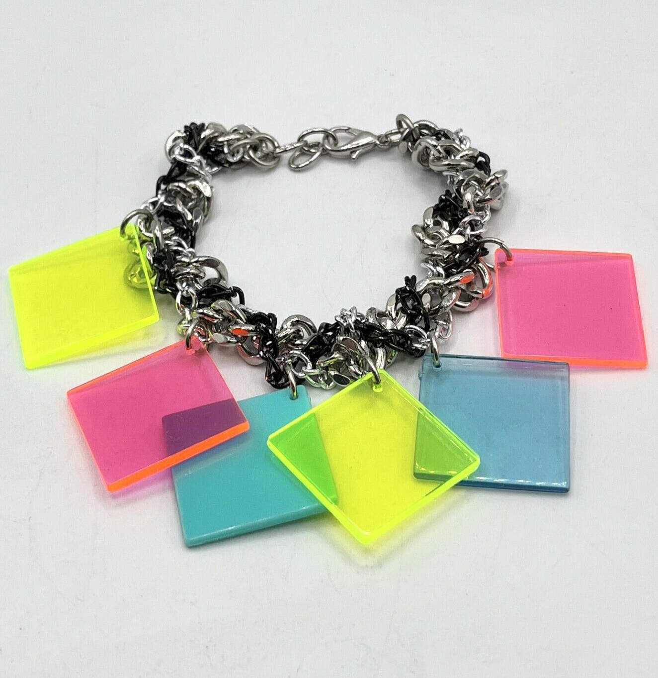 Multi chain plexiglass lucite charm bracelet - image 2