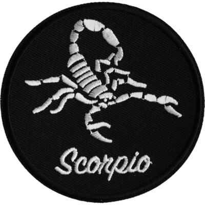 Patch, Embroidered Patch (Iron-On or Sew-On), Scorpio Zodiac Sign Patch, 3'' x 3''