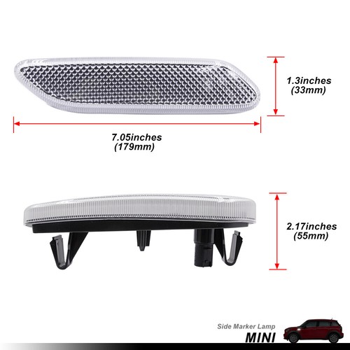 Clear OEM Fender Side Marker Light for 11-16 Mini Cooper R60 R61 w/ White T10 2X - Foto 6 di 6