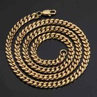 Gold 22K Plated Silver Curb Cuban Chain Necklace for Men Women Stainless Steel