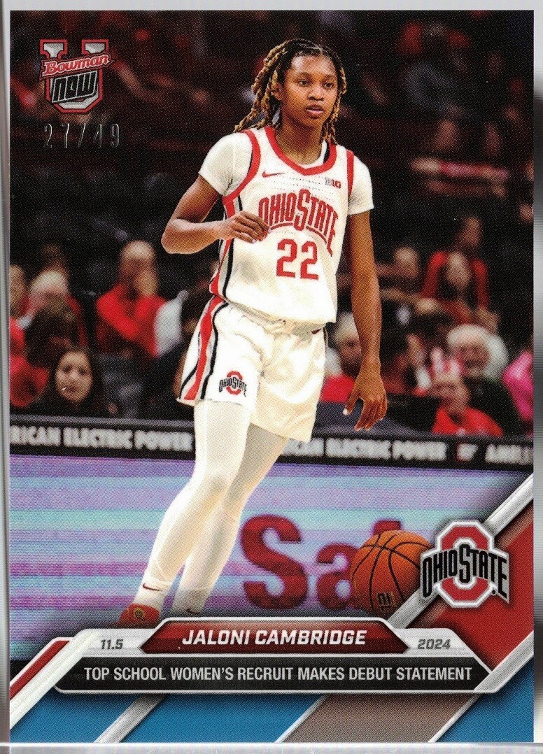 2024-25 Bowman U Now Blue Basketball #4 Jaloni Cambridge Pre-Rookie Card OSU /49
