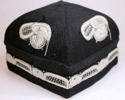Vintage Uzbek handcrafted embroidered hats and one Uzbek satin wrap Central Asia Traditional Antique Handmade Uzbekistan Silk Embroideri  main image 2