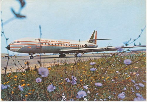 ITALIA 1972 Italia turrita 25L VF postal PRIMER VUELO SAM Sociedad Aérea Mediter - Imagen 2 de 2