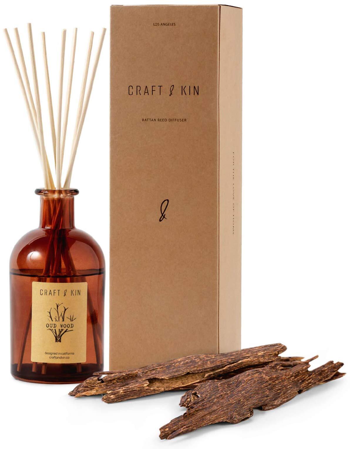 Reed Diffuser Sticks 'Oud Wood Scent’ Set, Oil Sticks Diffuser Set, Includes ...-image
