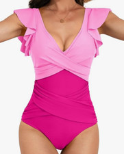 Blooming Jelly Women's One Piece Swimsuit Ruffle Slimming Tummy Control Bathing