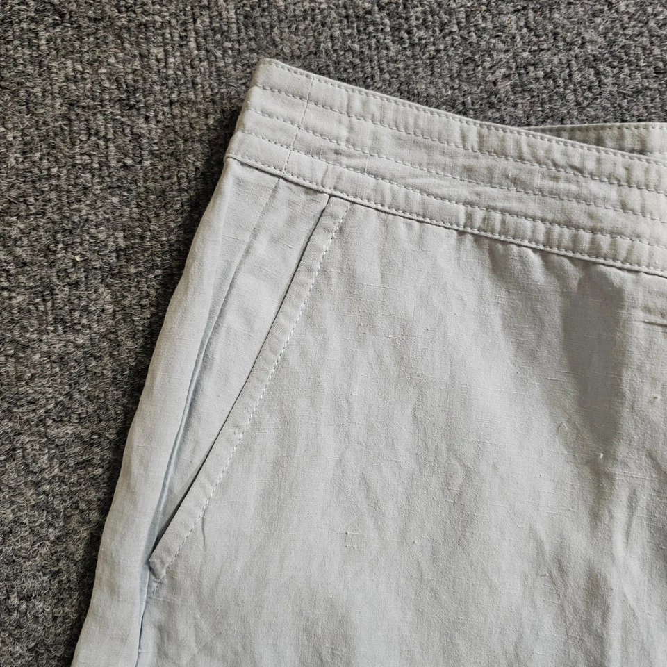 Pantalones WinterSilks para mujer 14 azul lino seda recortado capri pierna recta Lagenlook Foto 4 de 4