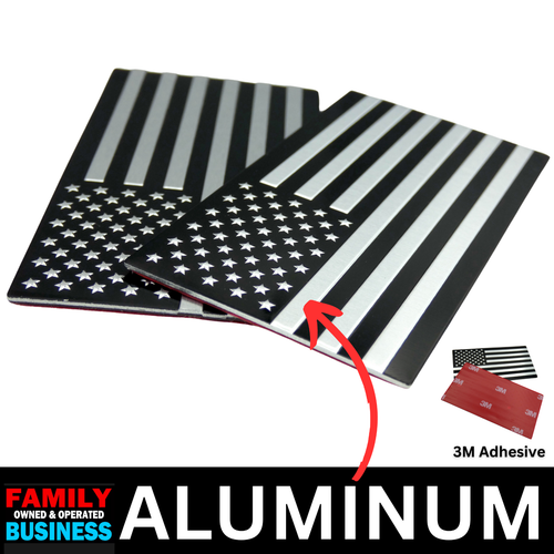 2x ALUMINIO Bandera Americana Calcomanía Adhesiva Coche, Motocicleta, Patriótico Negro/Plateado - Imagen 3 de 20
