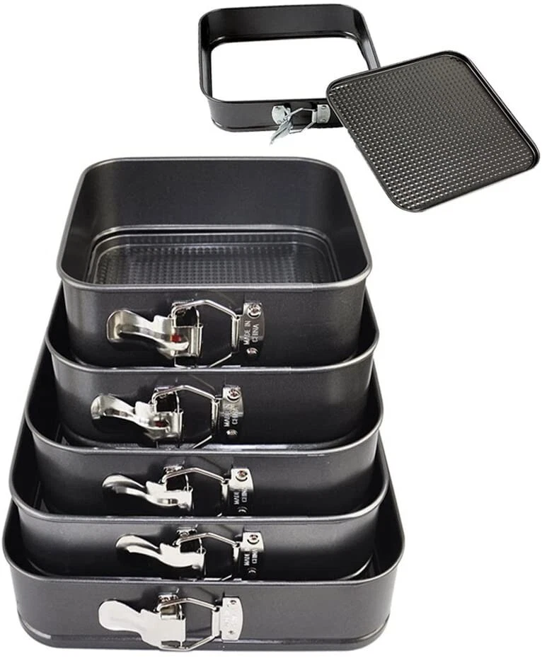 SET OF 5 SQUARE NON STICK SPRING FORM CAKE BAKING BAKE TIN TRAY BAKEWARE
Opens in a new window or ta
