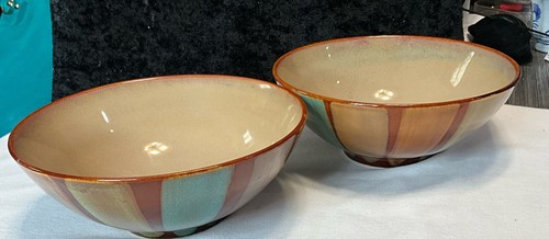 (2) Sango Flair Brown 4836 Cereal/Soup Bowls Pair Discontinued - Picture 5 of 9