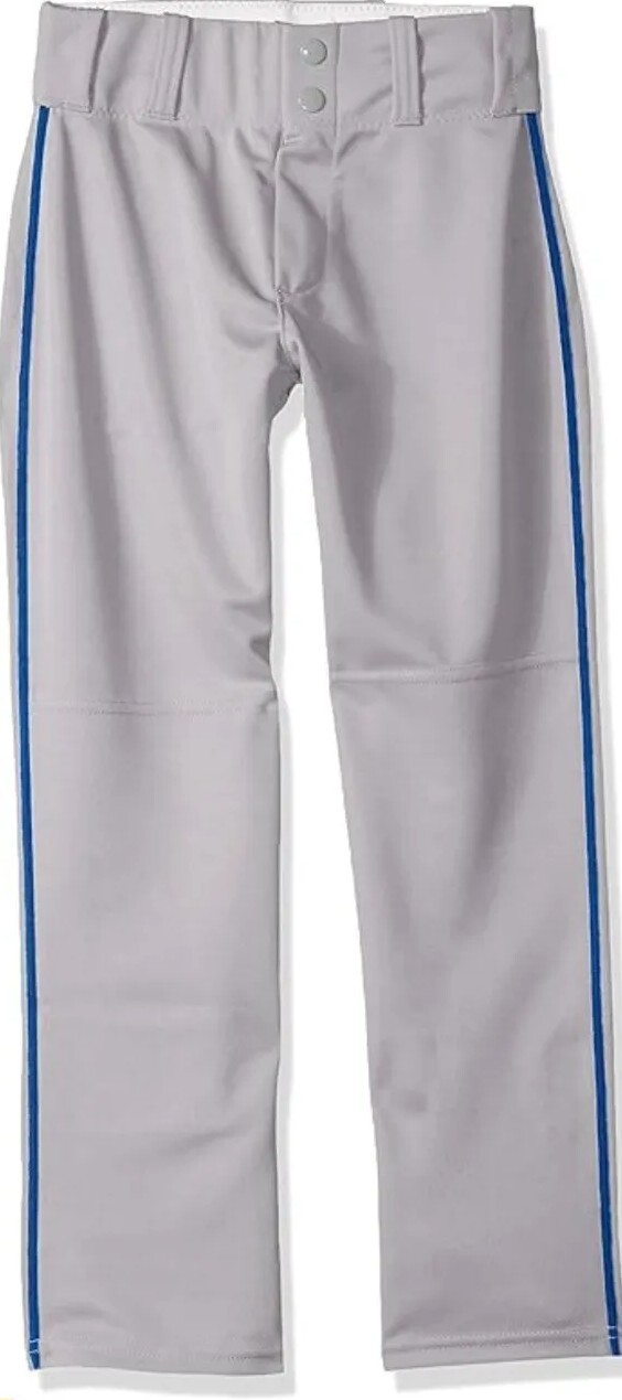 Alleson Adult Men's Open Bottom Baseball Pants W/ Piping Braid, Gray