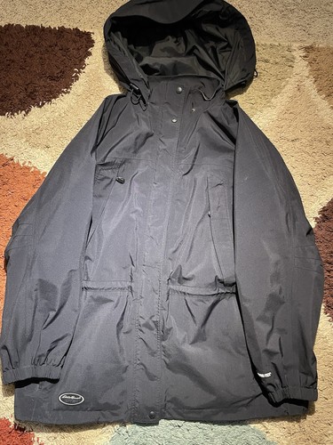 Vintage Eddie Bauer Jacket Womens XL Black GORE TEX Down Parka Hooded