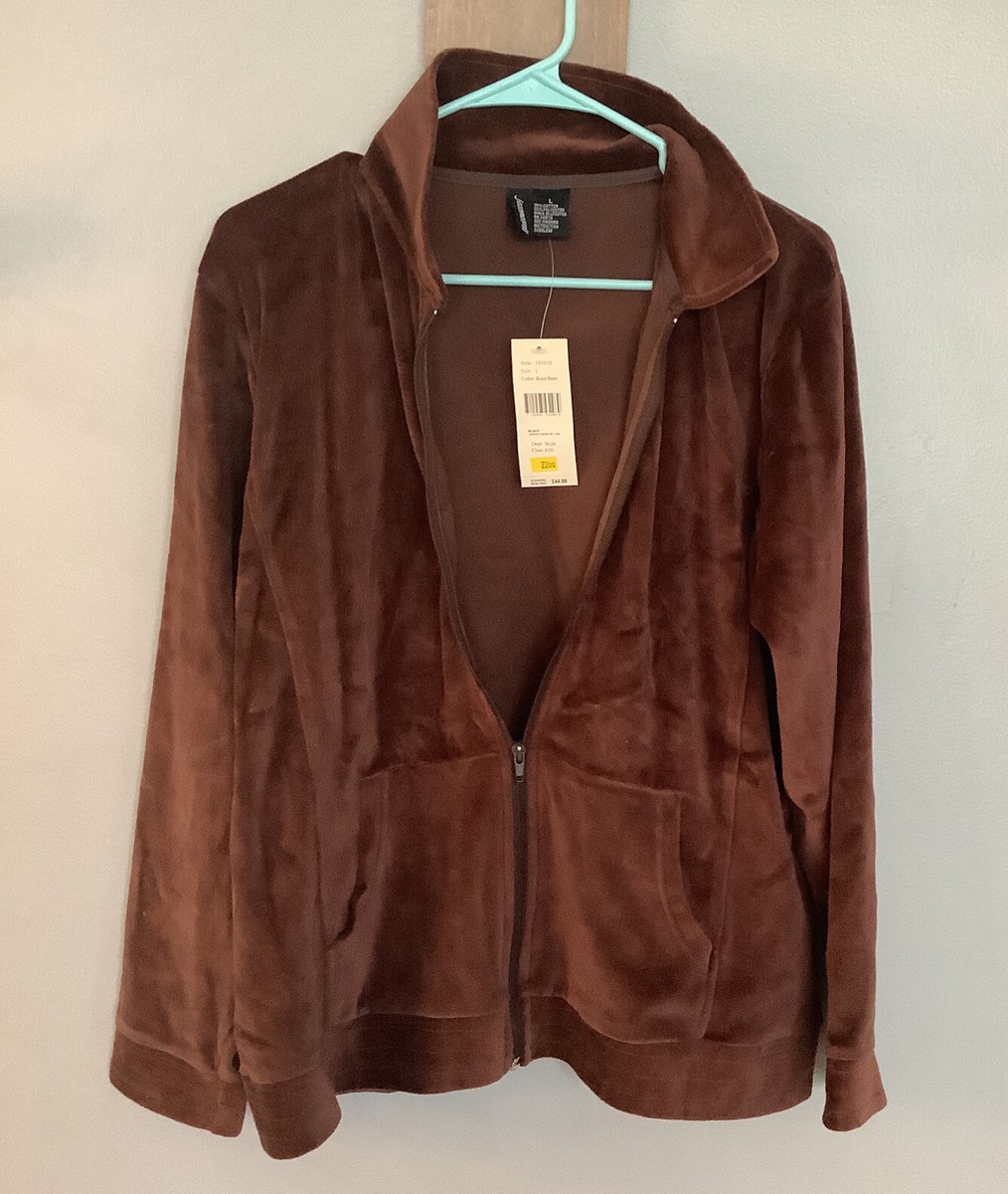 別珍 velour jacket Jason MaxWell velvet root beer colored zip-up jacket with