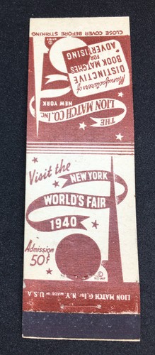 1940 NEW YORK WORLD'S FAIR MATCHBOOK mb93 - 第 1/2 張圖片