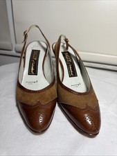 VTG New BALLY Wingtip 7N brown Suede Classic Slingbacks leather two toned