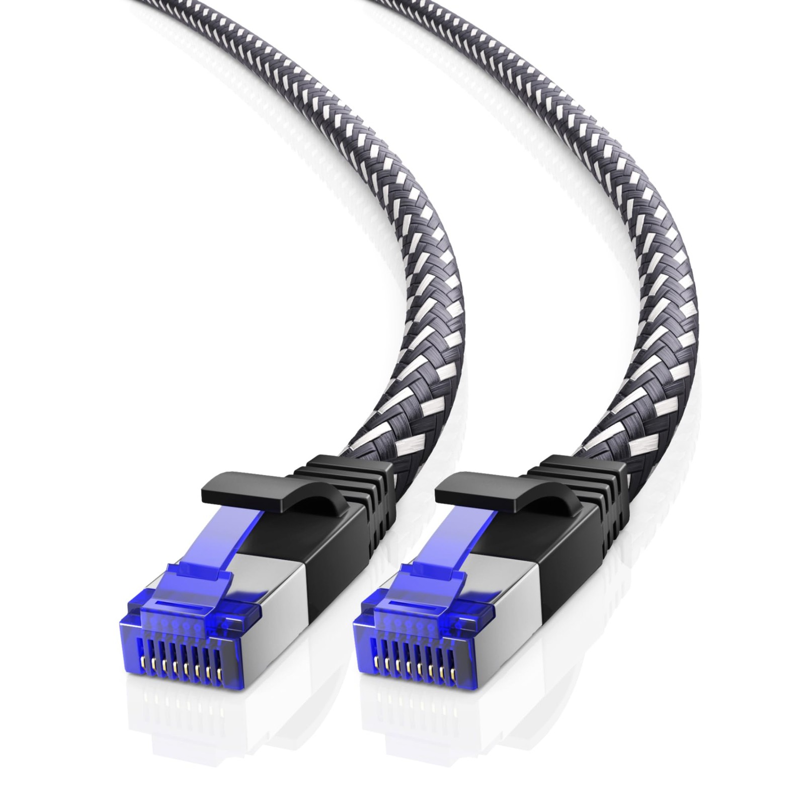 25ft Black Cat7 Braided High-Speed Ethernet LAN Cable