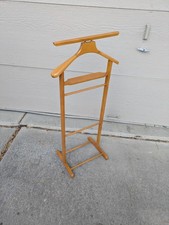 Vintage MCM Wood Gentleman's Butler Valet Stand Clothes Suit Hanger Rack M92