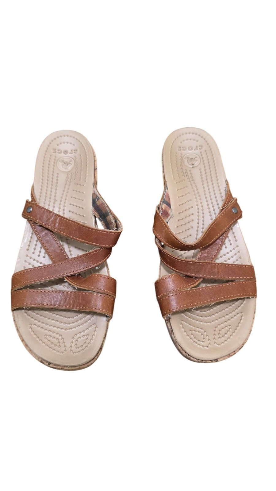 Crocs Women's Brown Cork Wedge Sandals Size 9