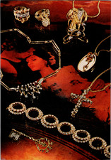 Vintage Jewelry Ad Print Luxury Gold Tone Rings Necklaces Bracelet De Beers