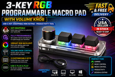 3-Key RGB Macro Keypad w/ Knob Programmable H...