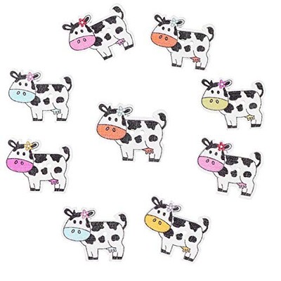  100 Pcs Cow Buttons for Crochet Projects Decorative Wooden Animal Two Holes 
